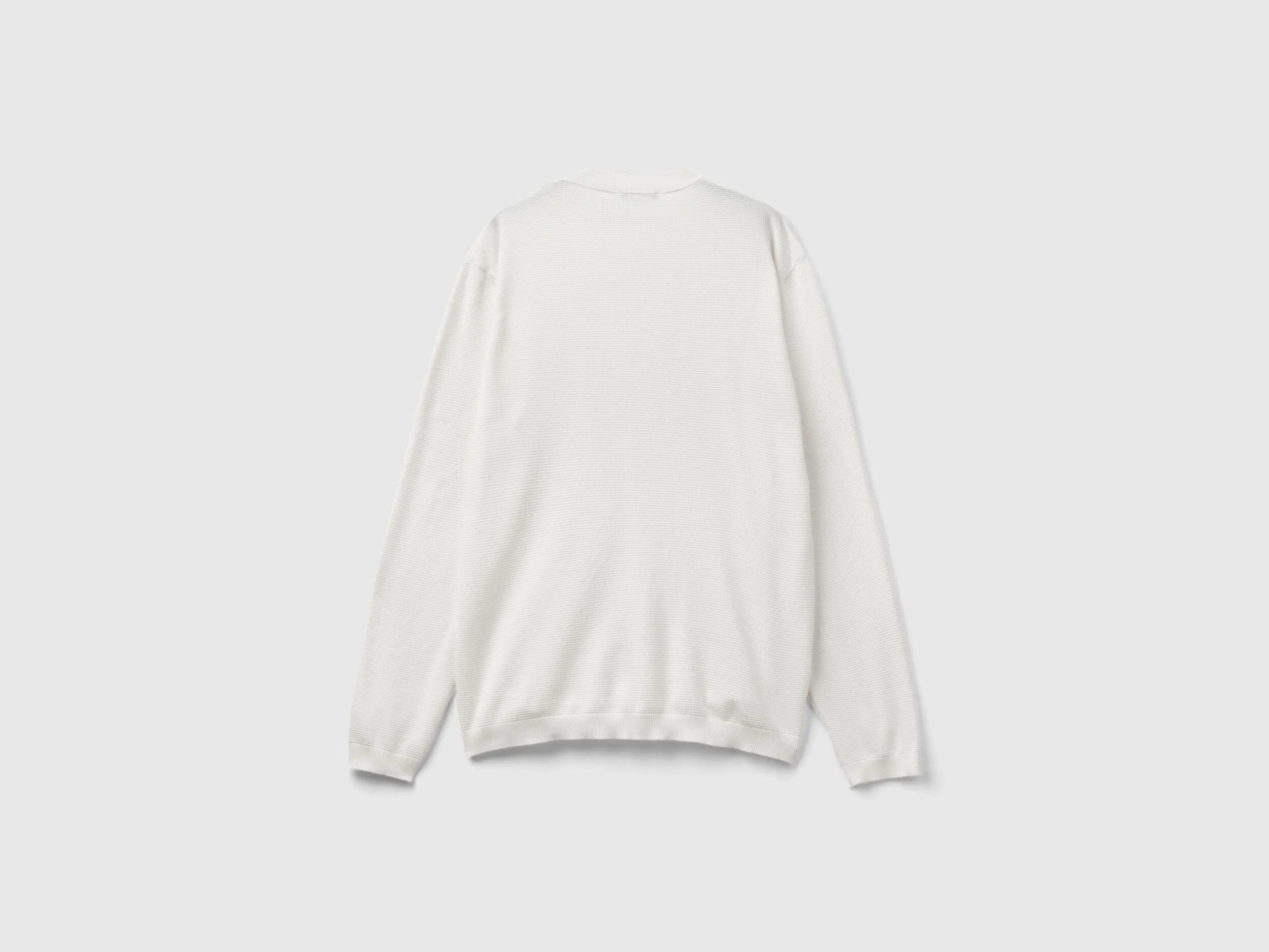 100% cotton crew neck sweater - Creamy White | Benetton