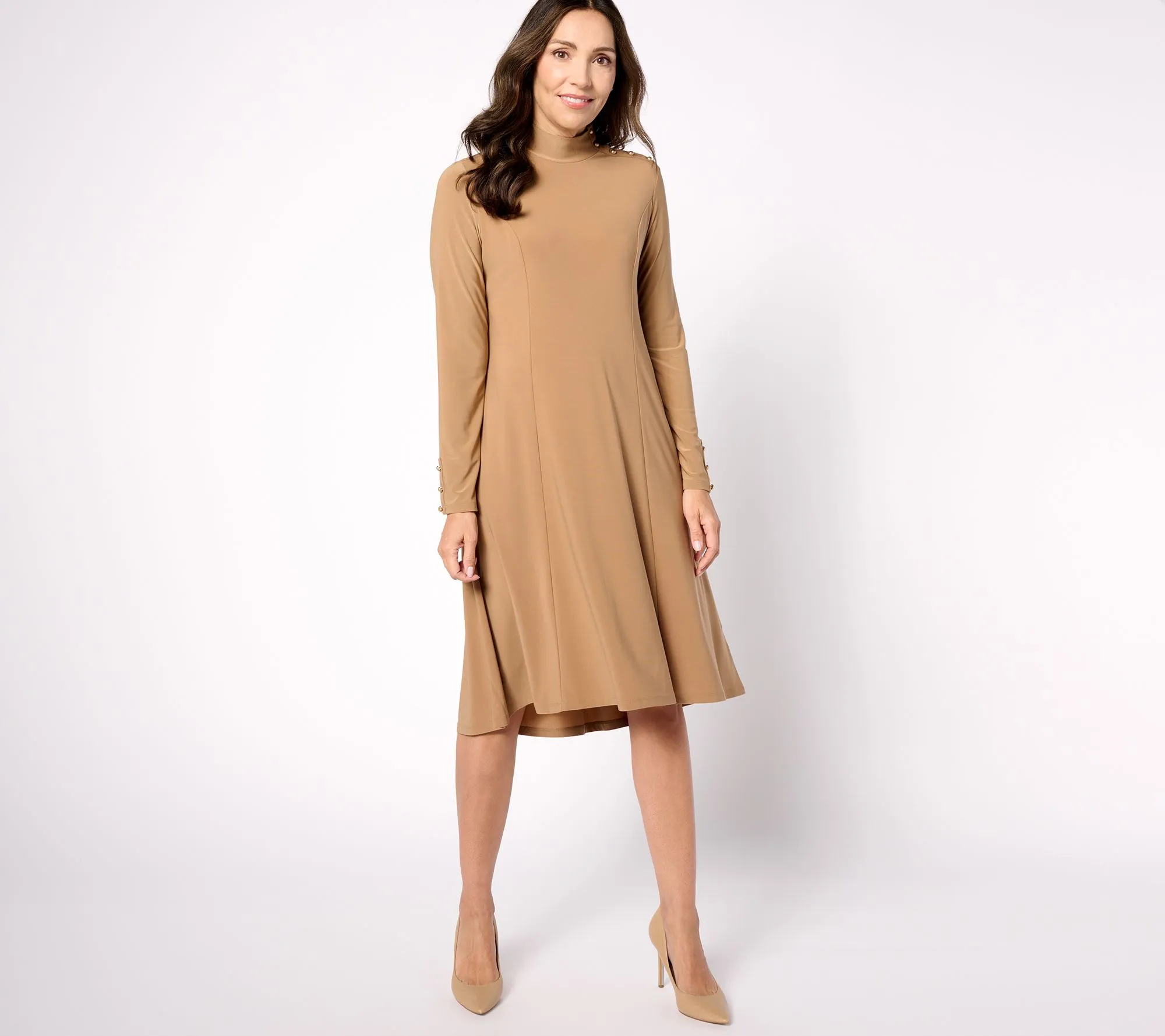 "As Is" Dennis Basso Regular Italia Knit Mock Neck Dress