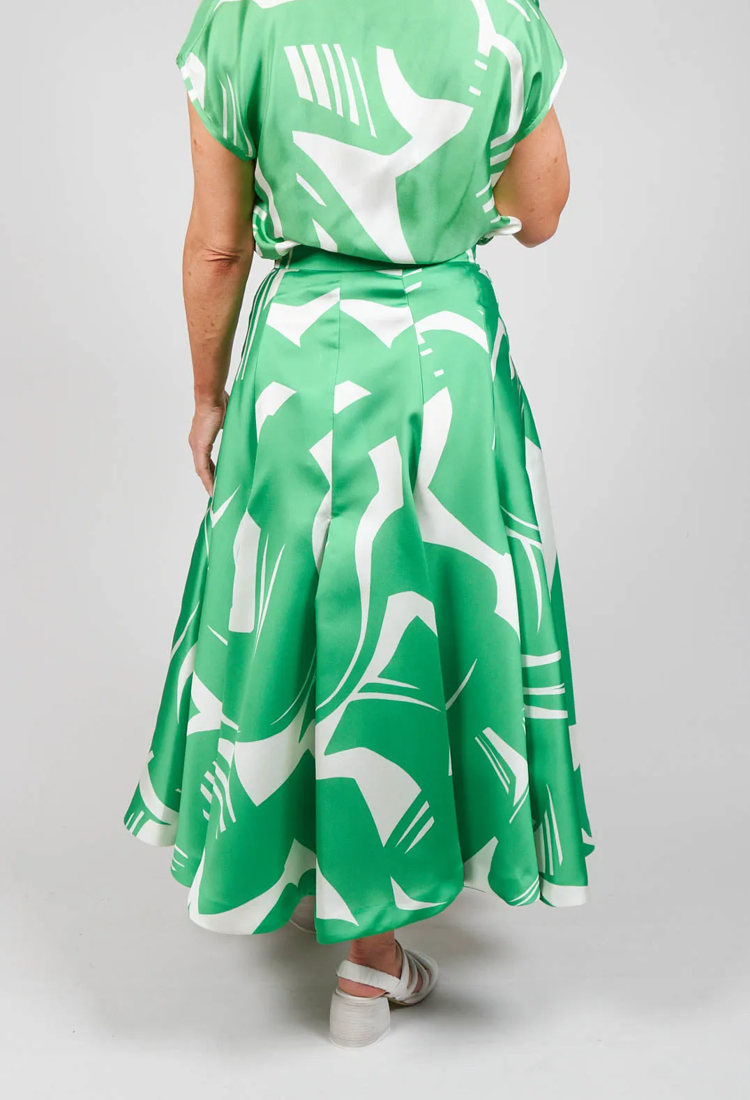 A-Line Pleated Skirt in Green Matisse