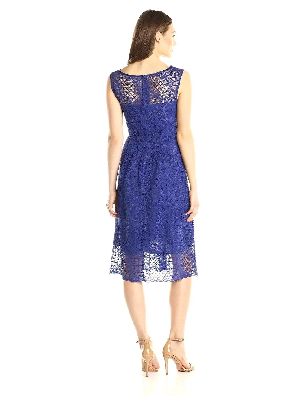 Adrianna Papell - 15250960 Bateau Neck Flare Lace Dress