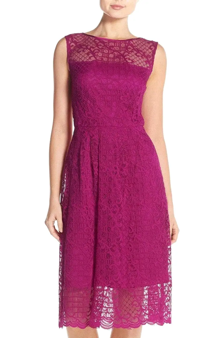 Adrianna Papell - 15250960 Bateau Neck Flare Lace Dress