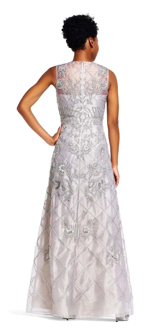 Adrianna Papell - AP1E201287 Beaded V-neck A-line Dress