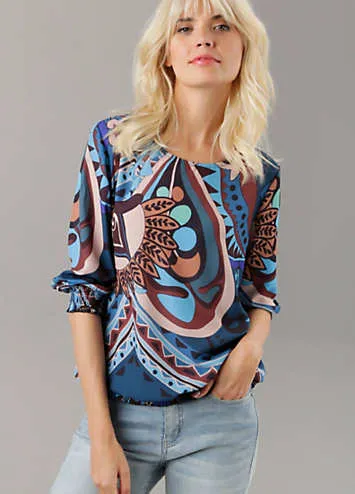 Aniston Printed Three-Quarter Length Sleeve Blouse | Grattan