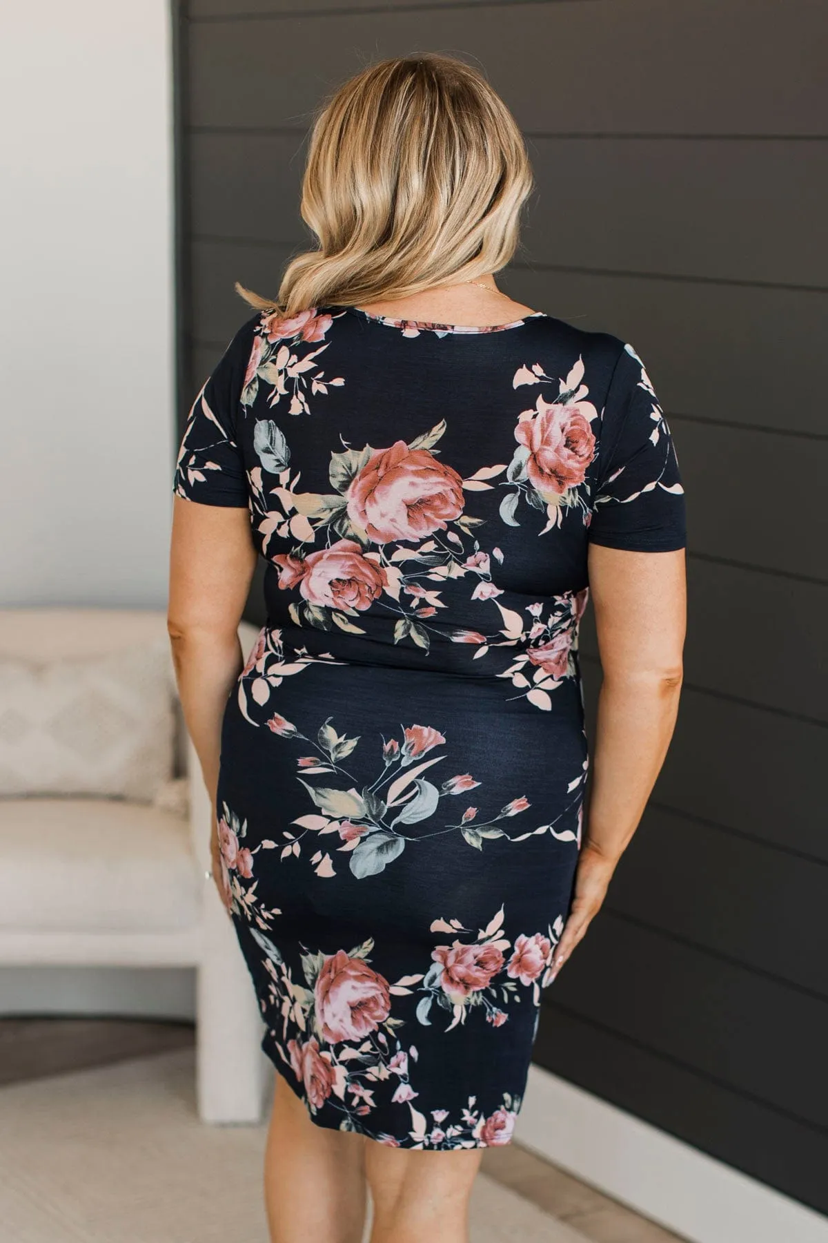 Ask For A Dance Floral Dress- Navy