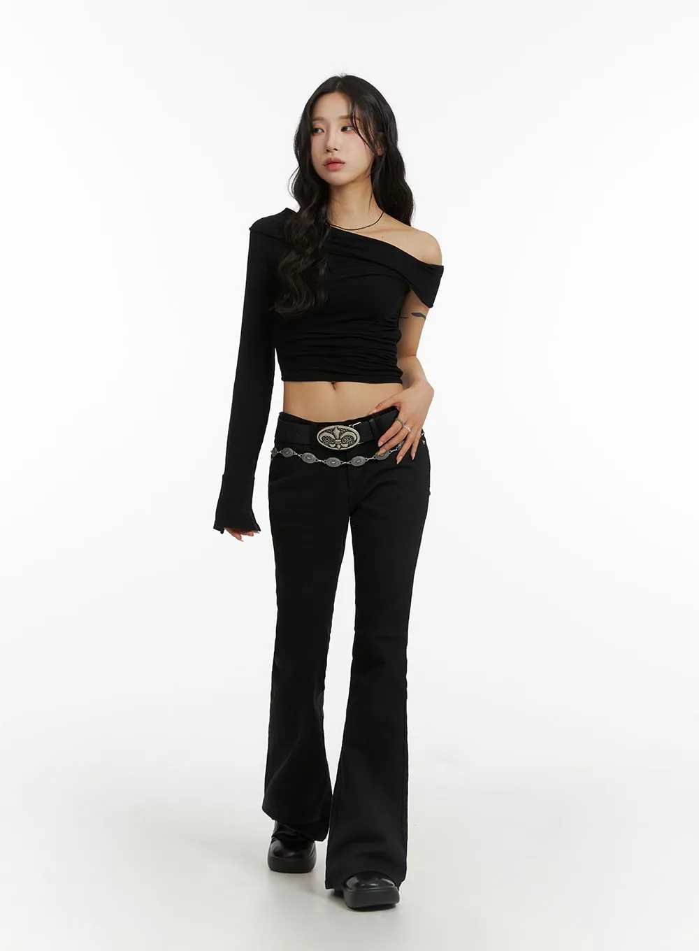 Asymmetrical One-Shoulder Crop Top CJ416