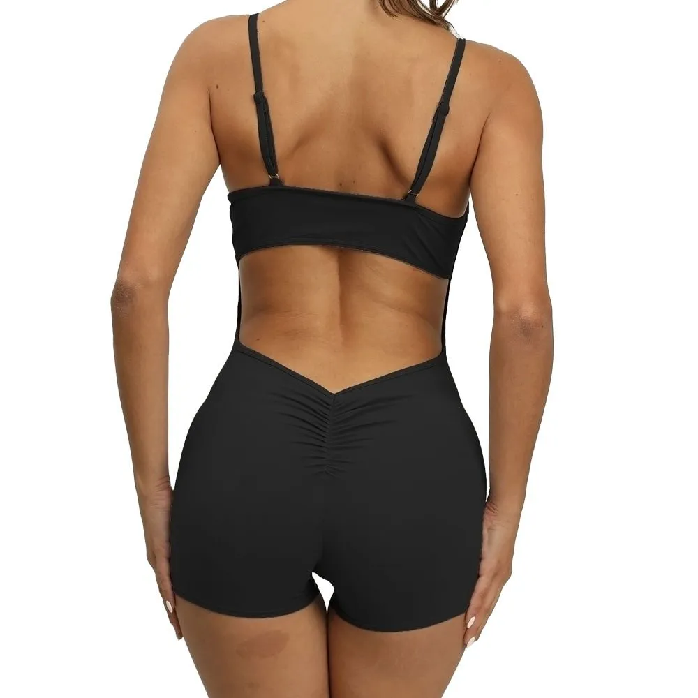 Baller Babe Backless Bodysuit Short - Black