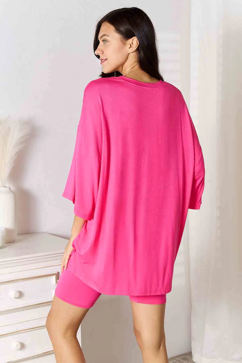 Basic Bae Full Size Soft Rayon Three-Quarter Sleeve Top and Shorts Set