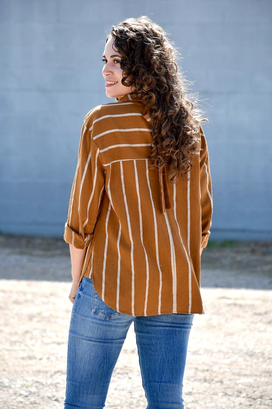 Beside You Mustard Yellow Striped Top