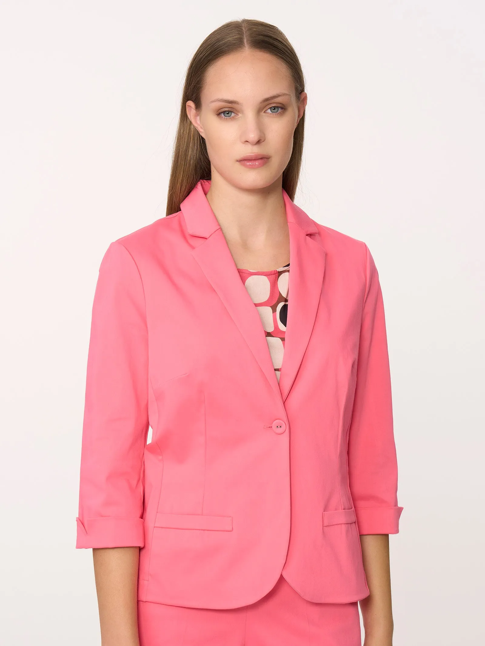 Blazer con manica 3/4 in Satin Power - Champignon