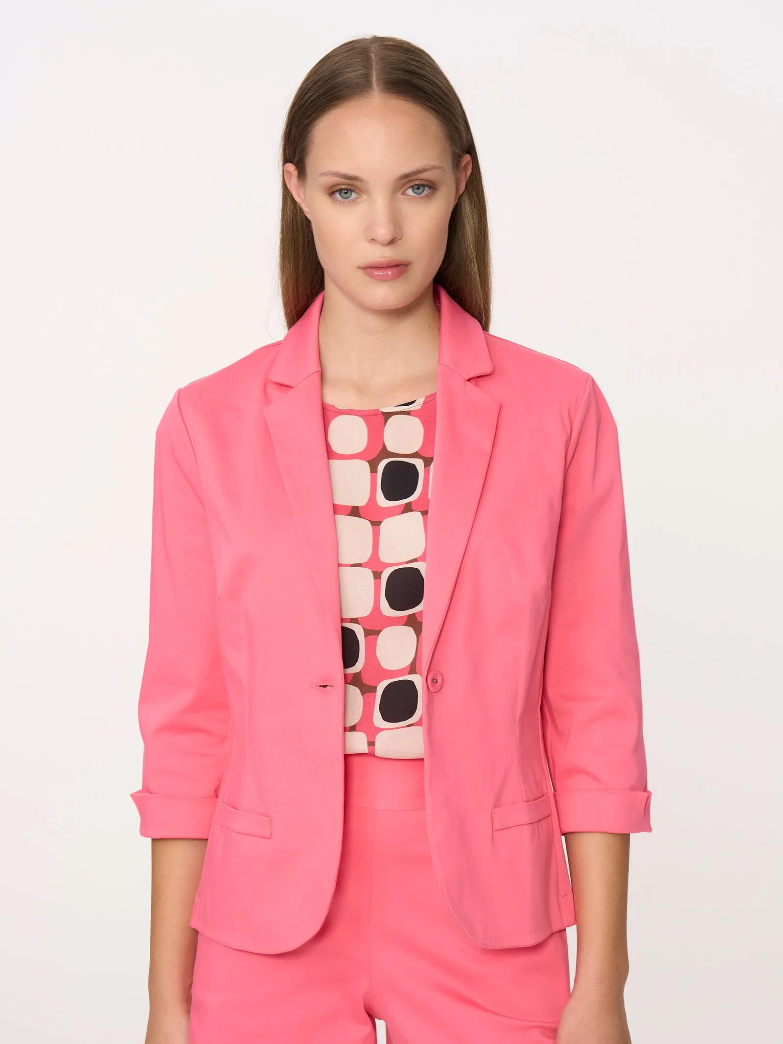 Blazer con manica 3/4 in Satin Power - Champignon