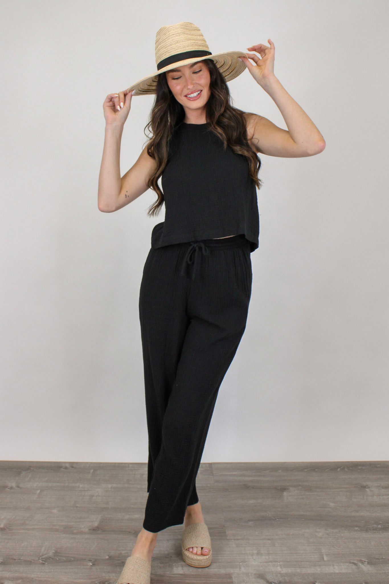 Bondi Gauze Pant in Black by Z Supply