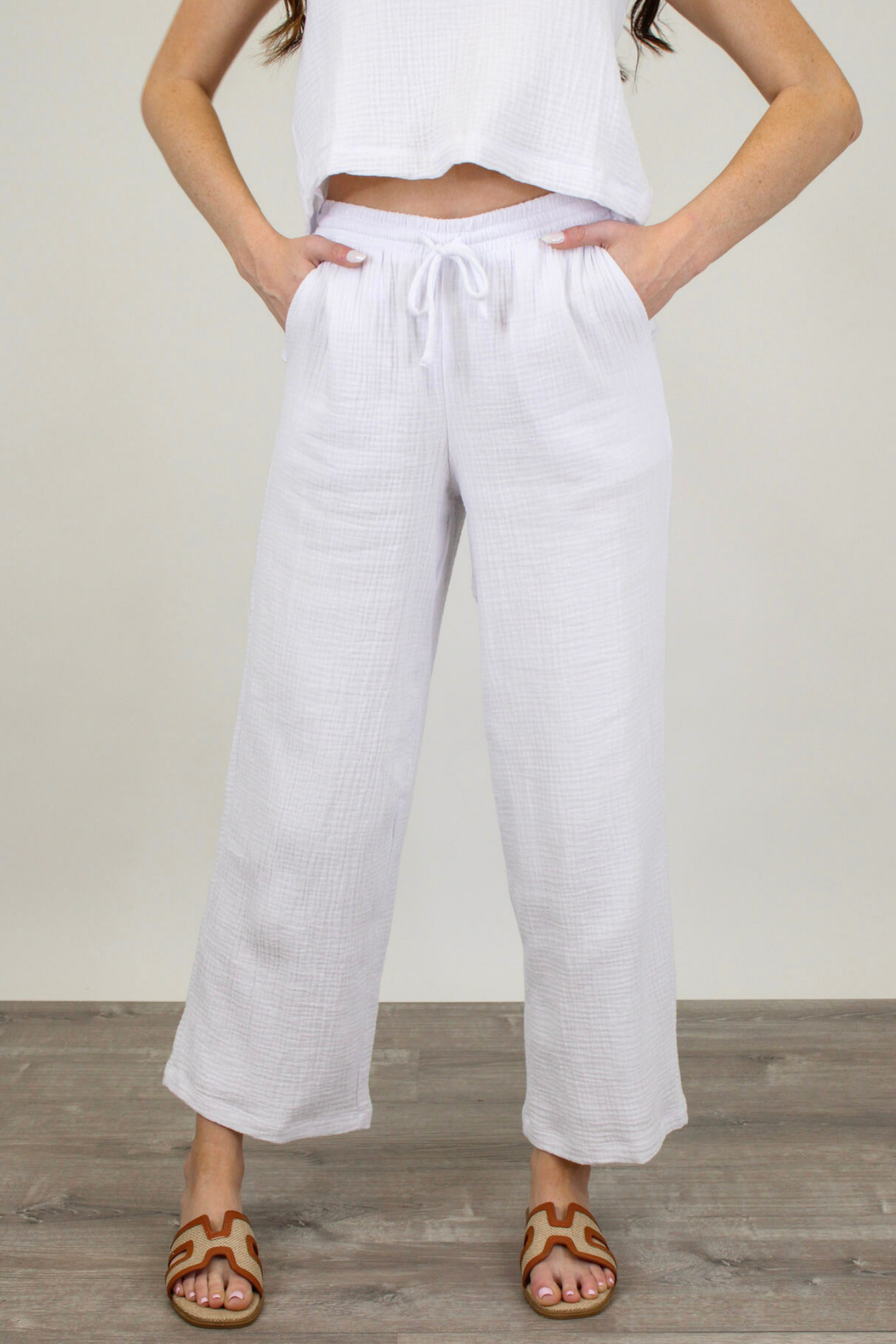 Bondi Gauze Pant in White by Z Supply