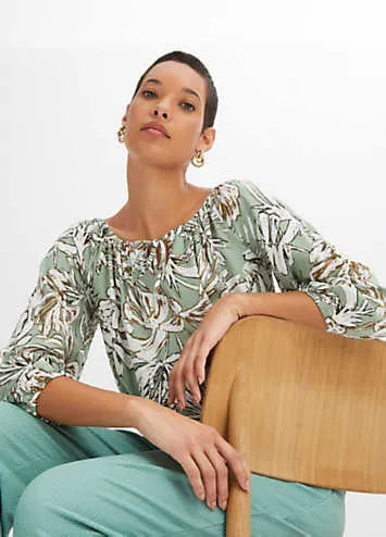 bonprix Floral Print Three-Quarter Length Sleeve Blouse | Grattan