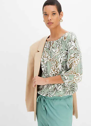 bonprix Floral Print Three-Quarter Length Sleeve Blouse | Grattan