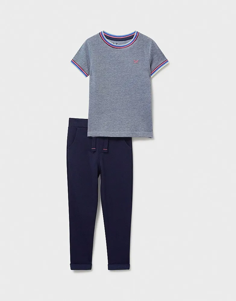 Boys' Short Sleeve Pique T-Shirt & Jogger Set from Crew Clothing Company