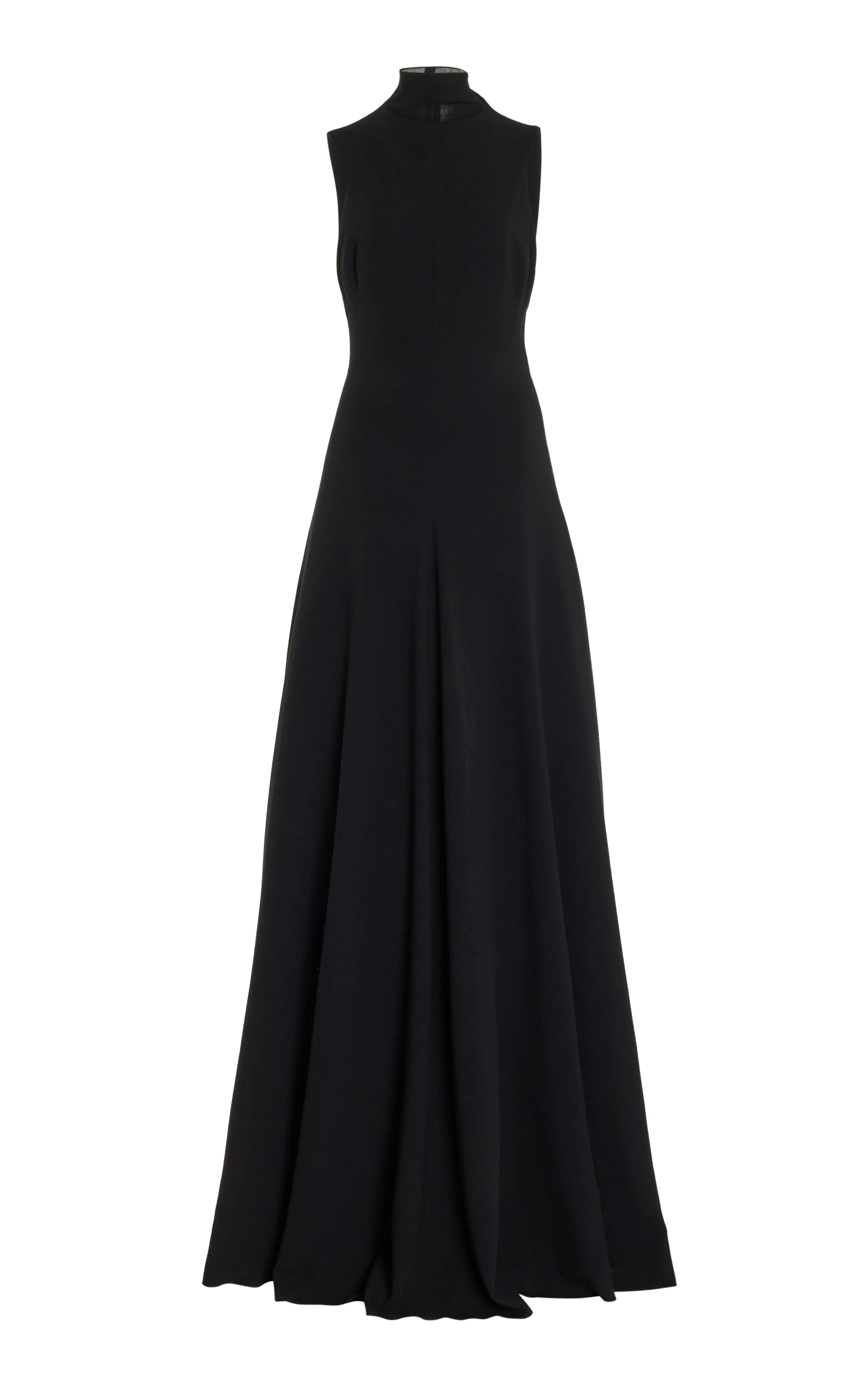 Brandon Maxwell The Aurora Mock Neck Stretch-Crepe Maxi Dress