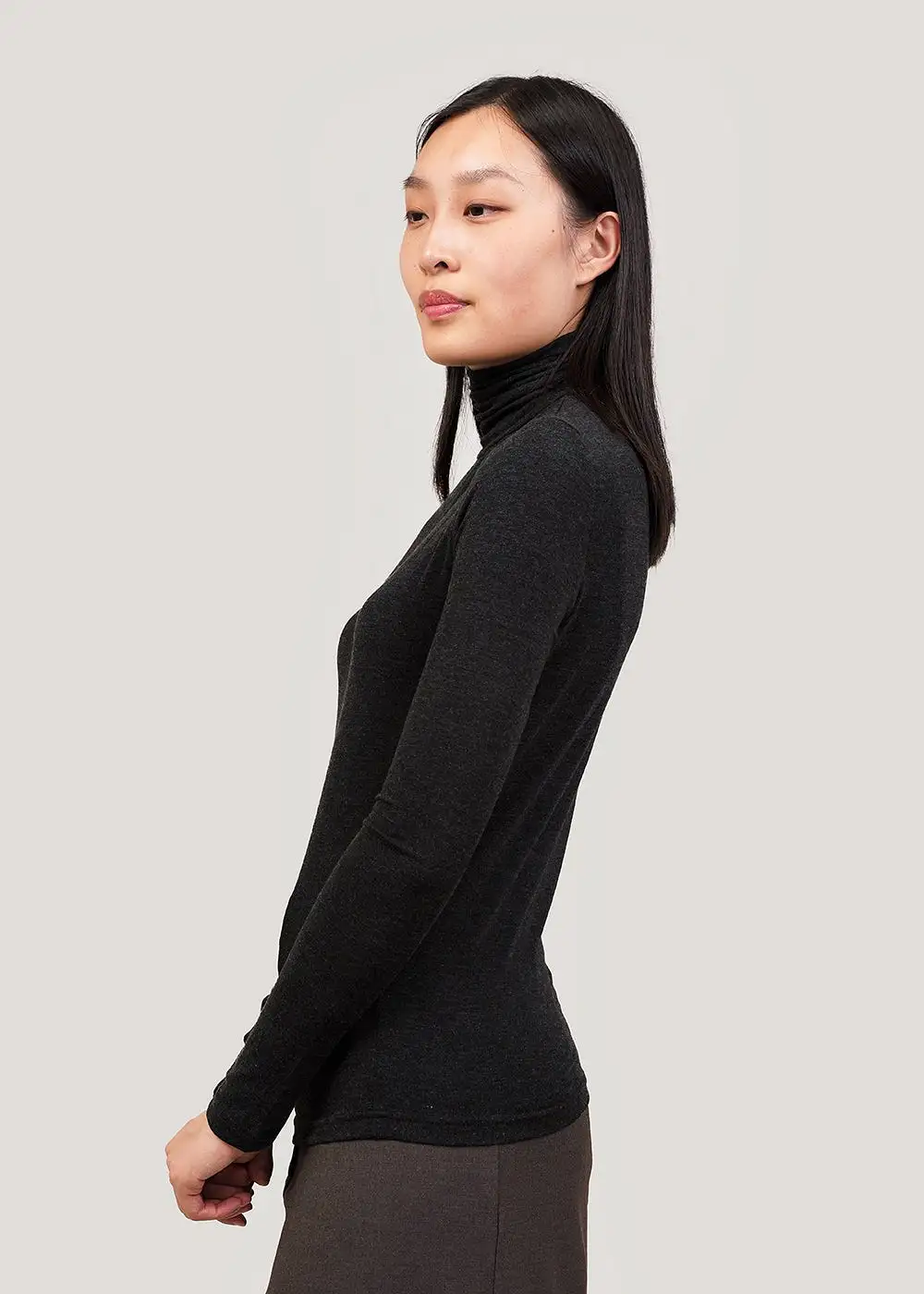 Charcoal Roll Neck Jersey Top