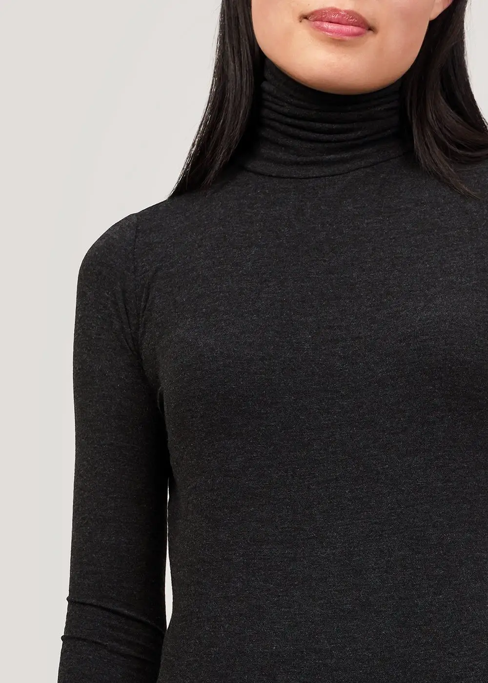 Charcoal Roll Neck Jersey Top