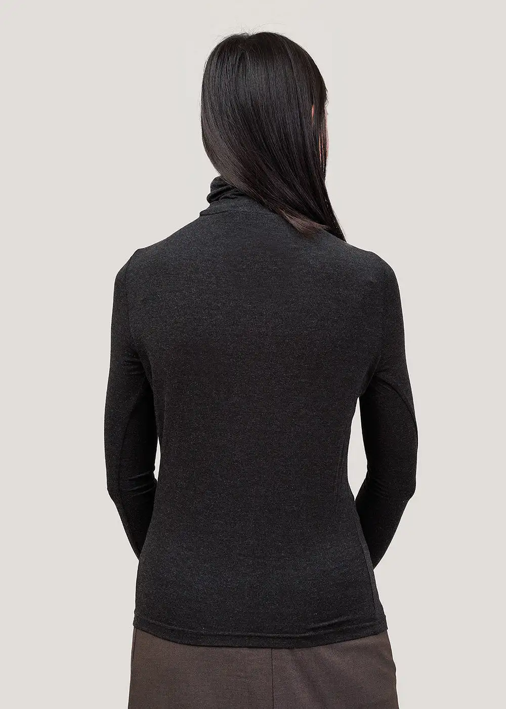 Charcoal Roll Neck Jersey Top