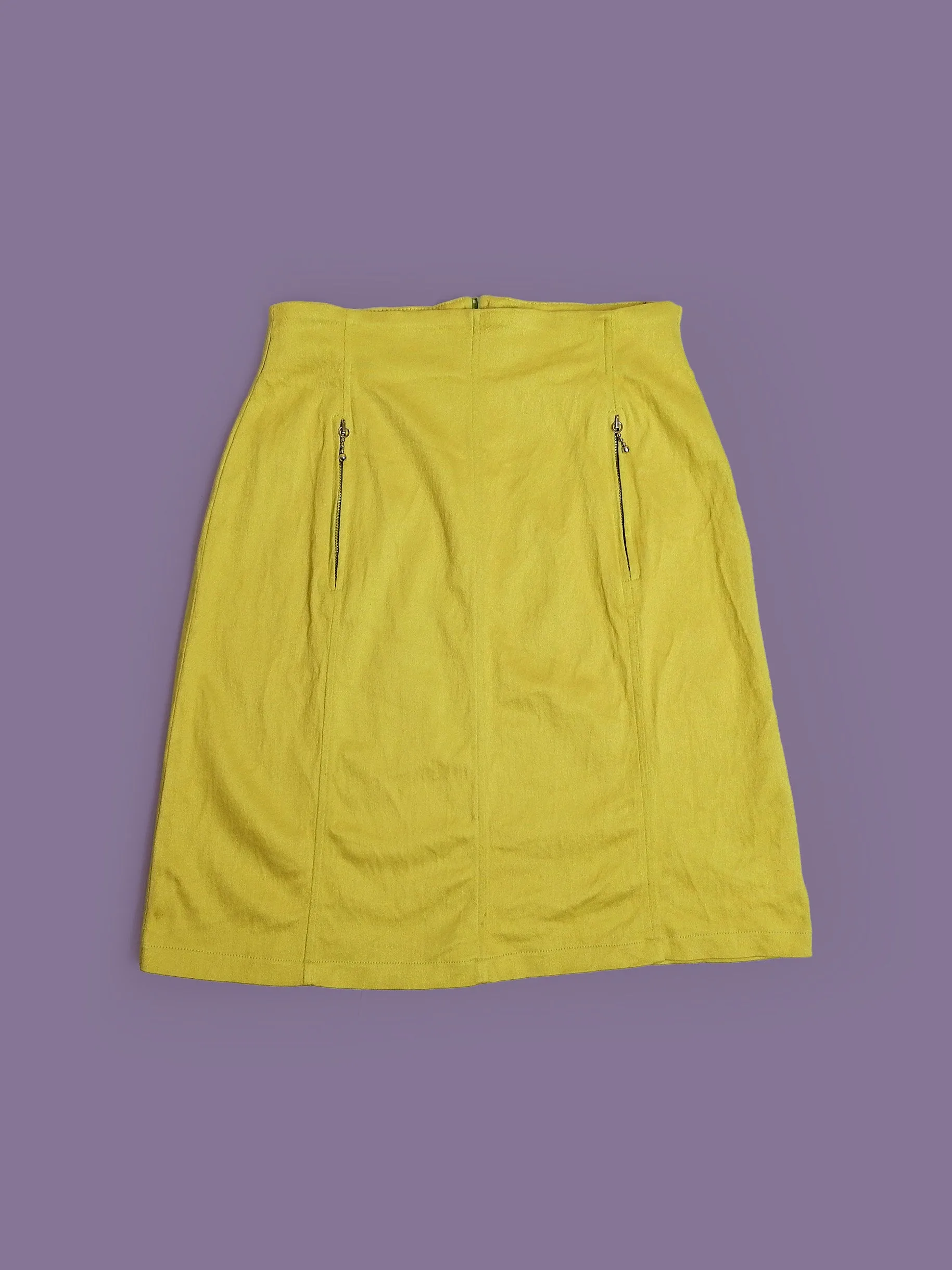 Chartreuse High waist A-line Mini Skirt - size S