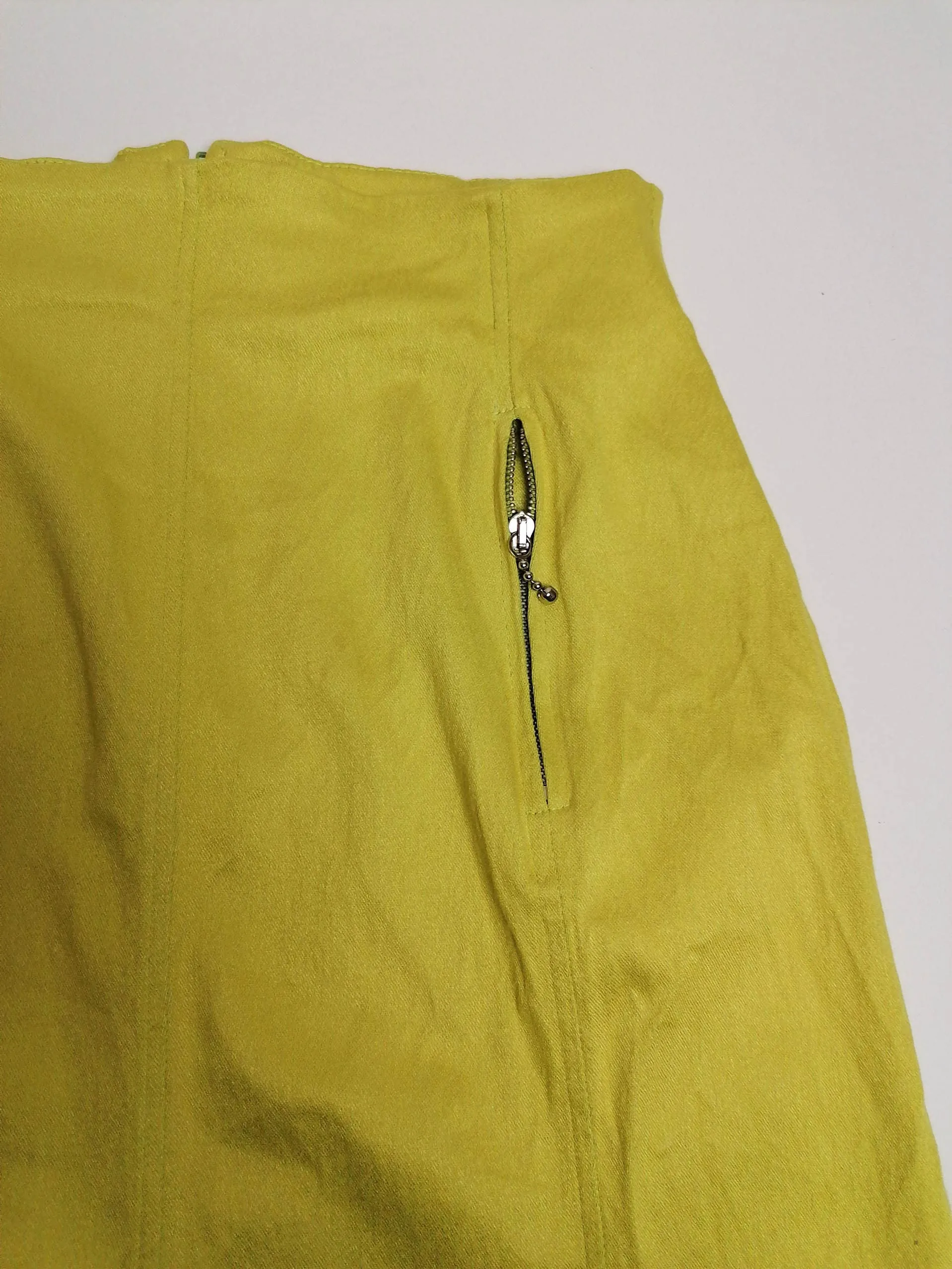 Chartreuse High waist A-line Mini Skirt - size S