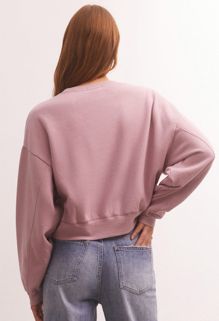 Classic Crew Sweatshirt-Shadow Mauve