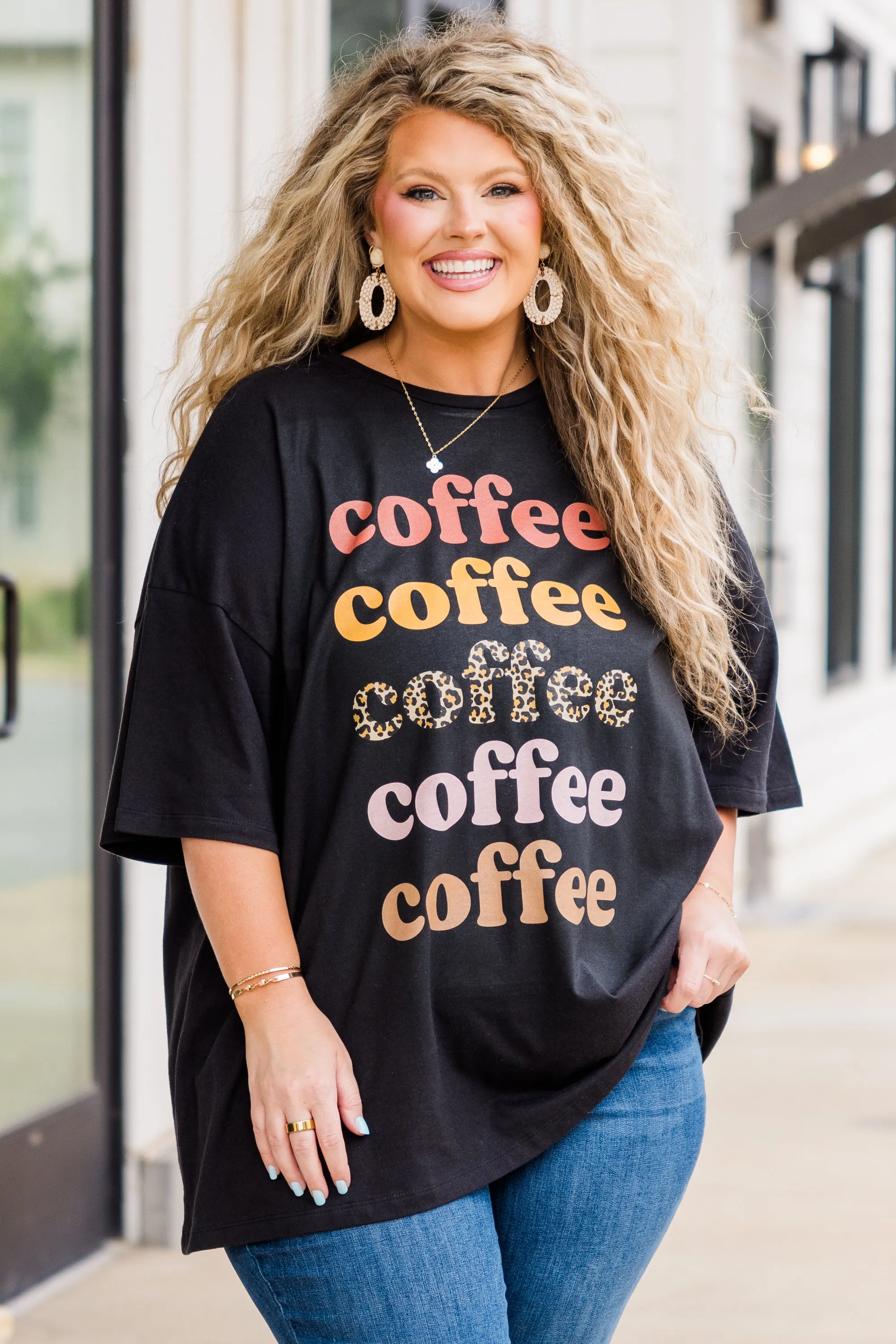 Coffee Lover Boyfriend Tee, Black