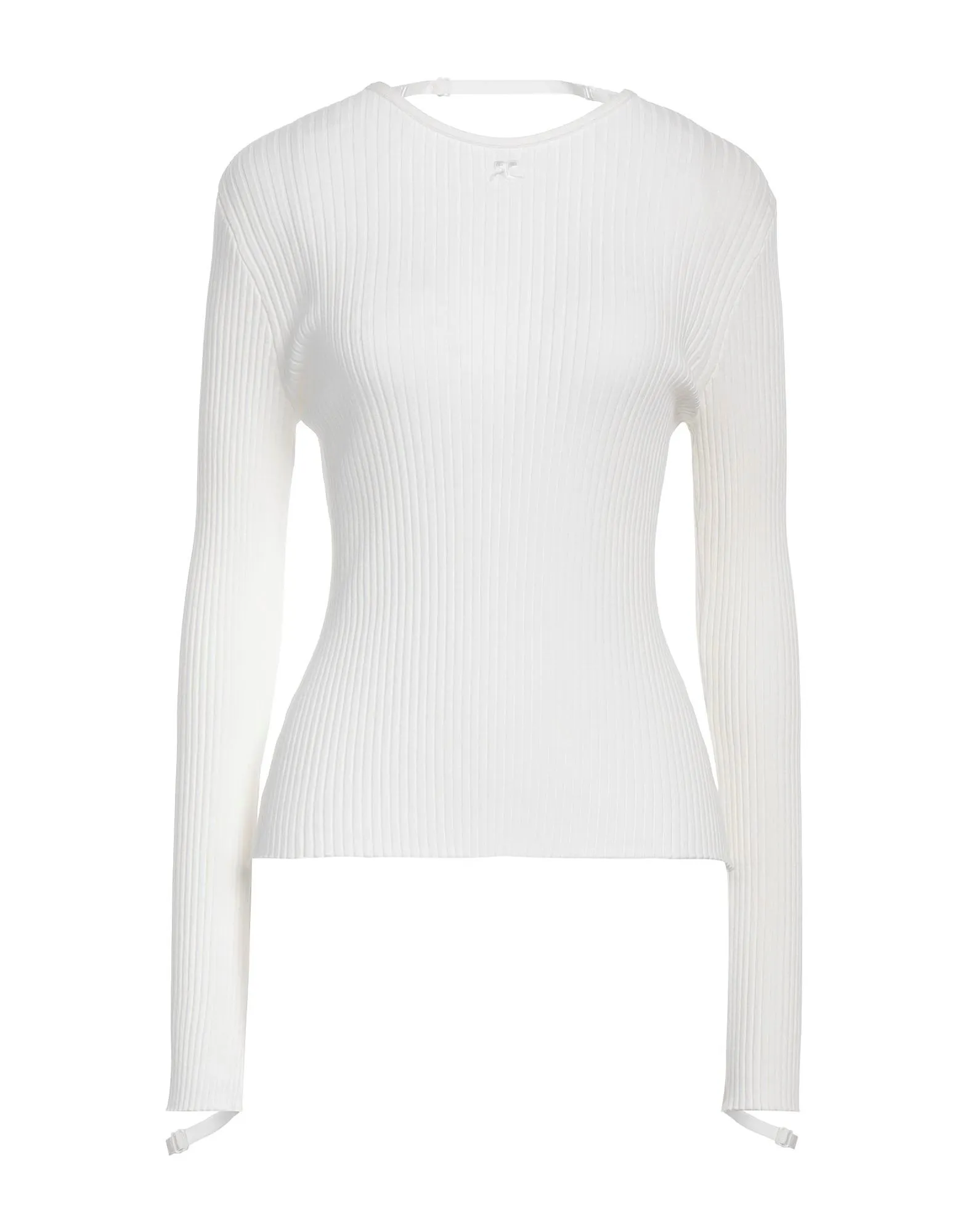 Courreges  |Crew Neck Plain Logo V-neck & Crew neck