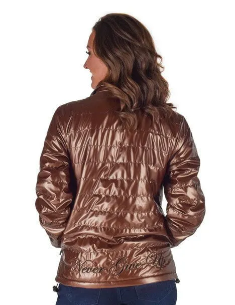 Cowgirl Tuff Womens Horizontal Midweight Copper Polyester Softshell Jacket