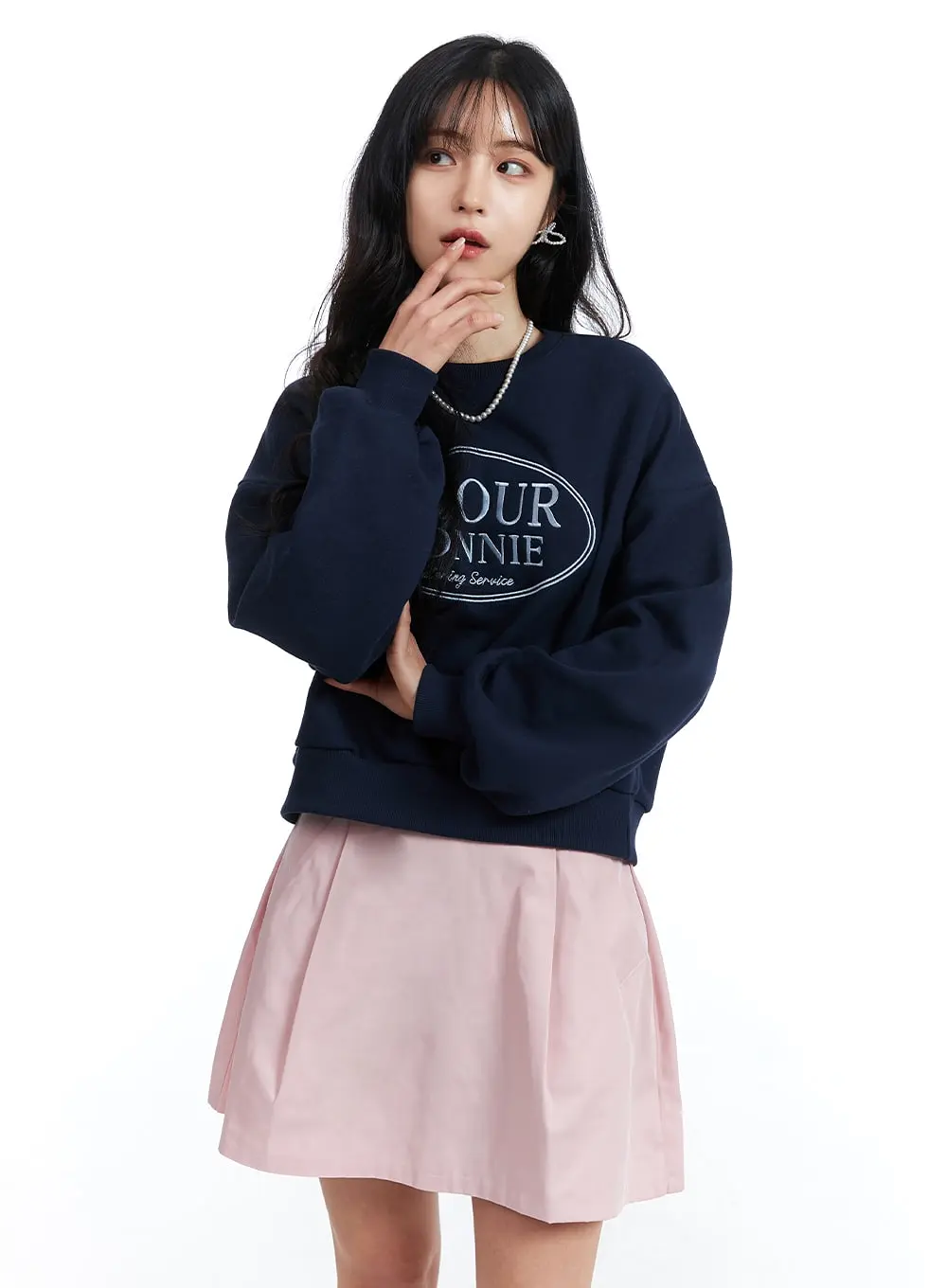 Crew Neck Lettering Sweatshirt OJ424