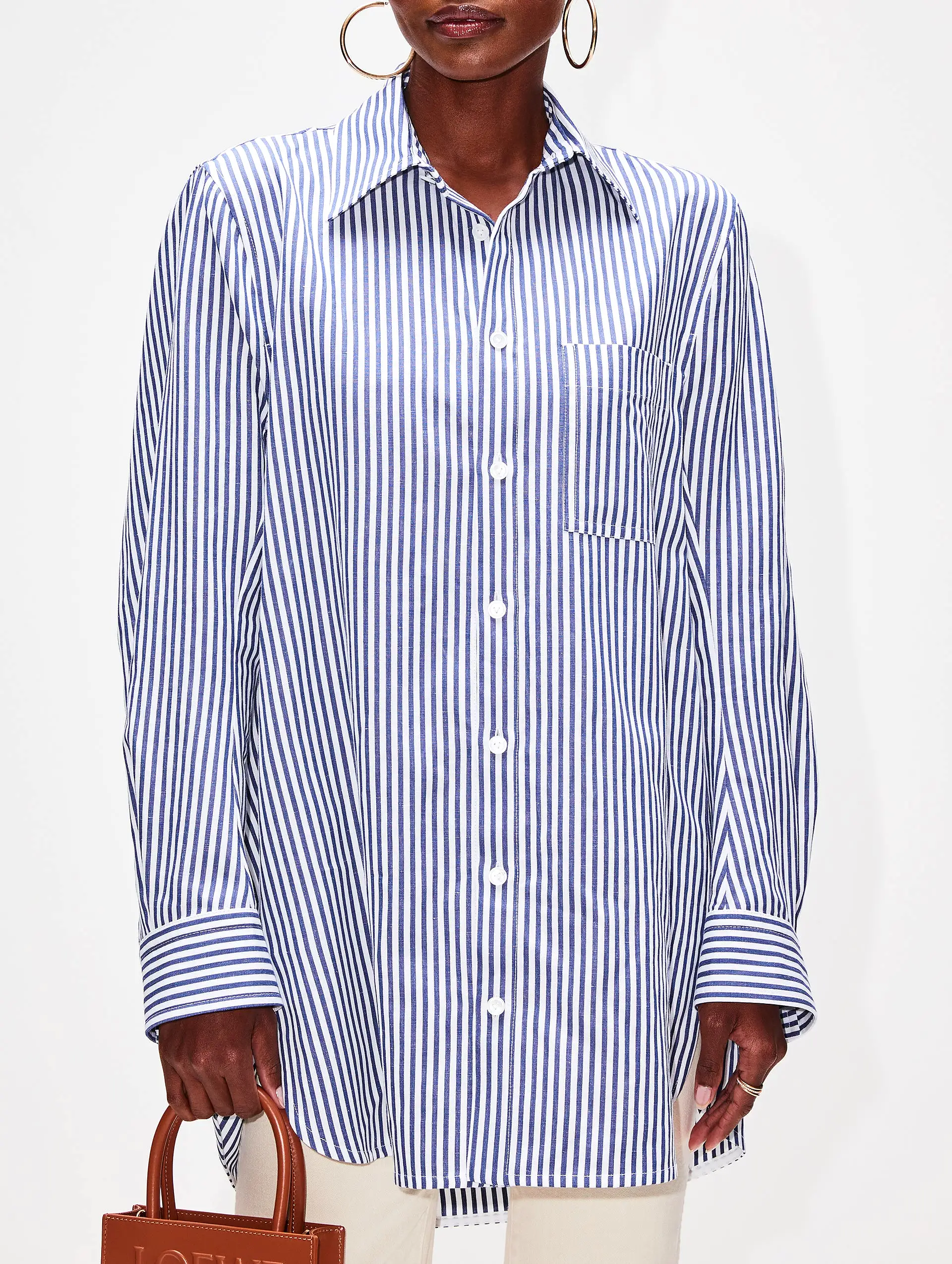 Curved Shape Cotton Linen Shirt