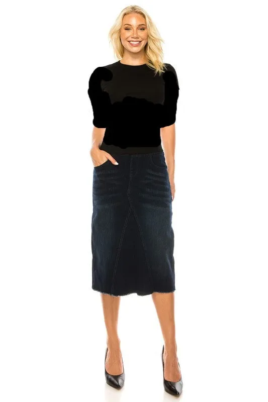 Debbie A-Line Dark Wash Style Jean Skirt