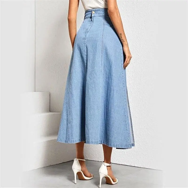 Denim Skirt A-Line With Side Slit