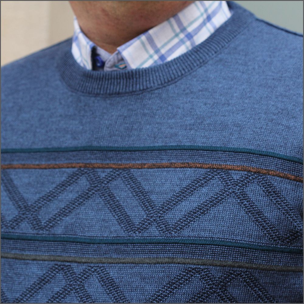 DG's Mid Blue Pattern Crew Neck^