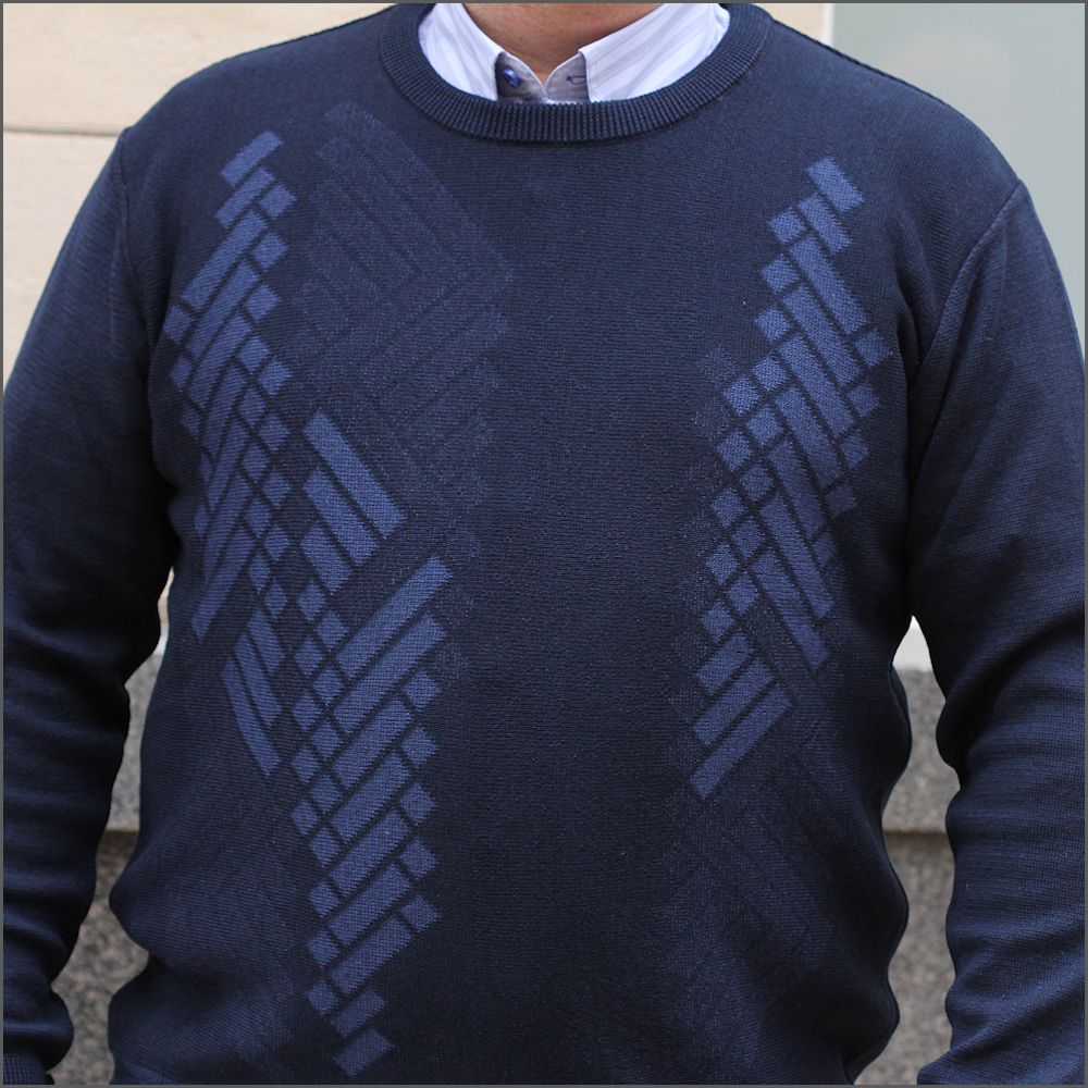 DG's Navy Pattern Crew Neck<>