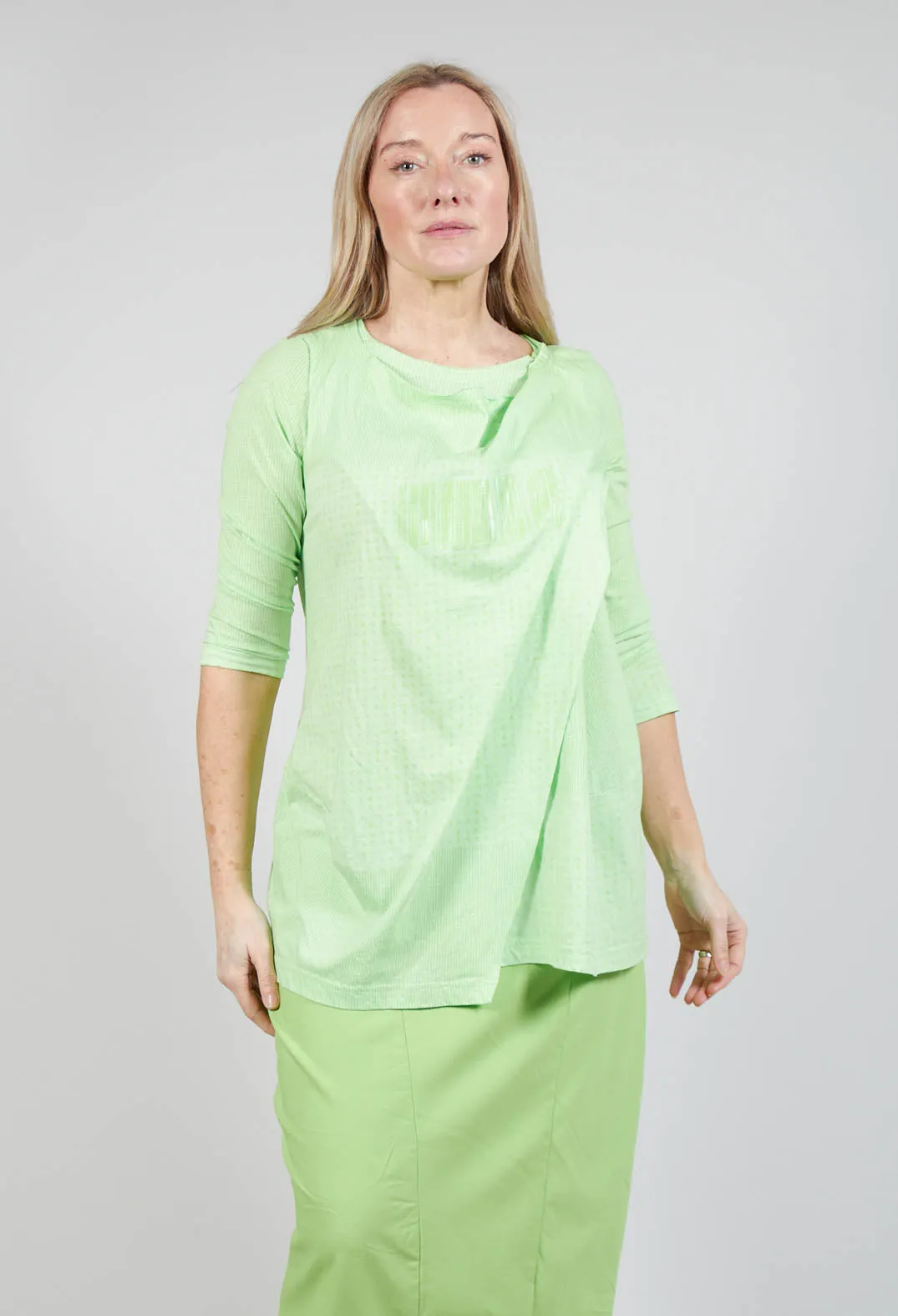 Draped Jersey Top in Lime Print