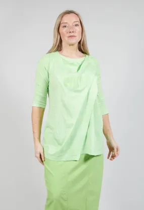 Draped Jersey Top in Lime Print