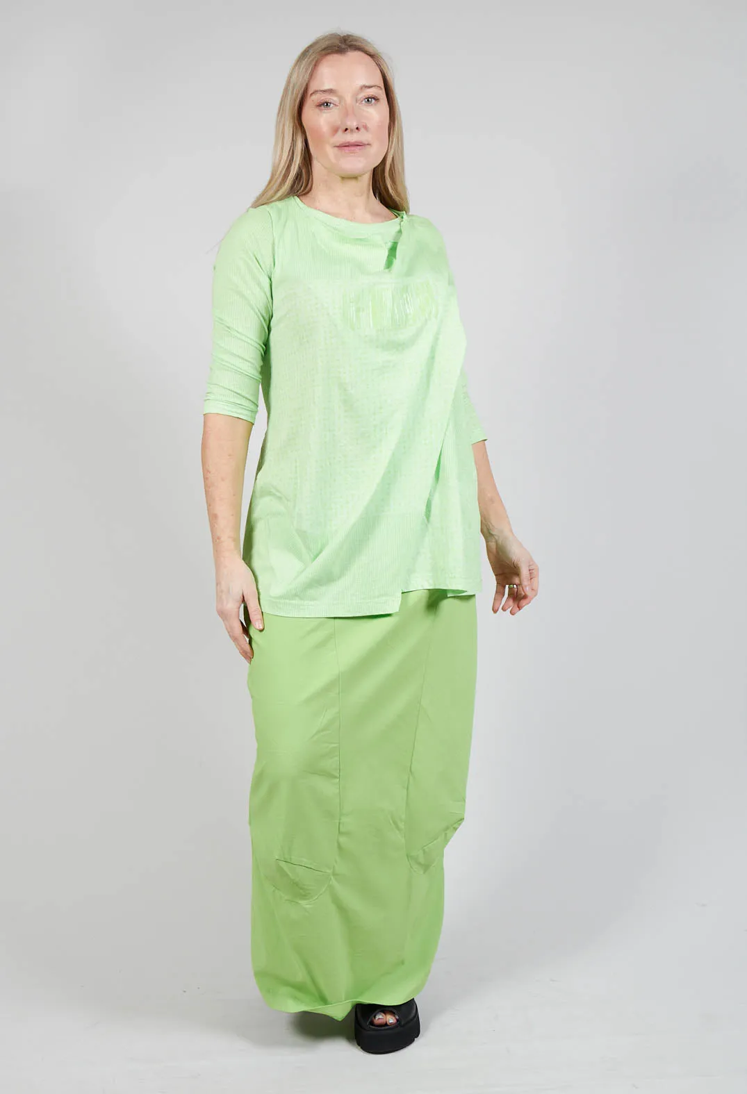 Draped Jersey Top in Lime Print