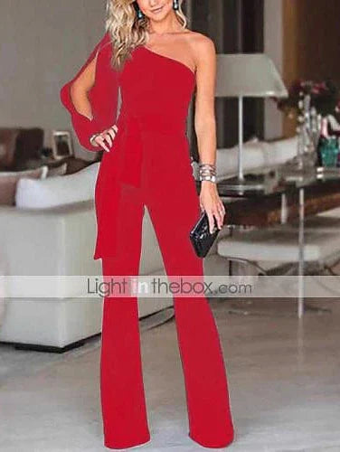 Elegant One-Shoulder Jumpsuit for Parties and Weddings