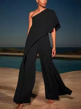 Elegant One-Shoulder Patchwork Jumpsuit for Women Perfect for Special Occasions