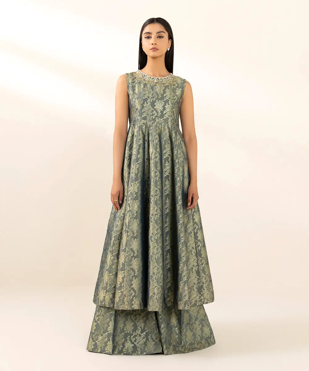 Embellished Jacquard Pishwas