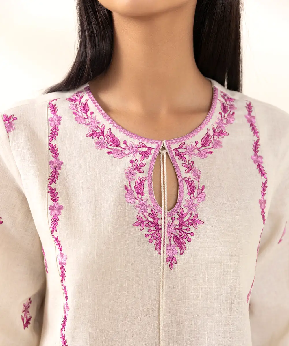 Embroidered Cotton Linen Shirt