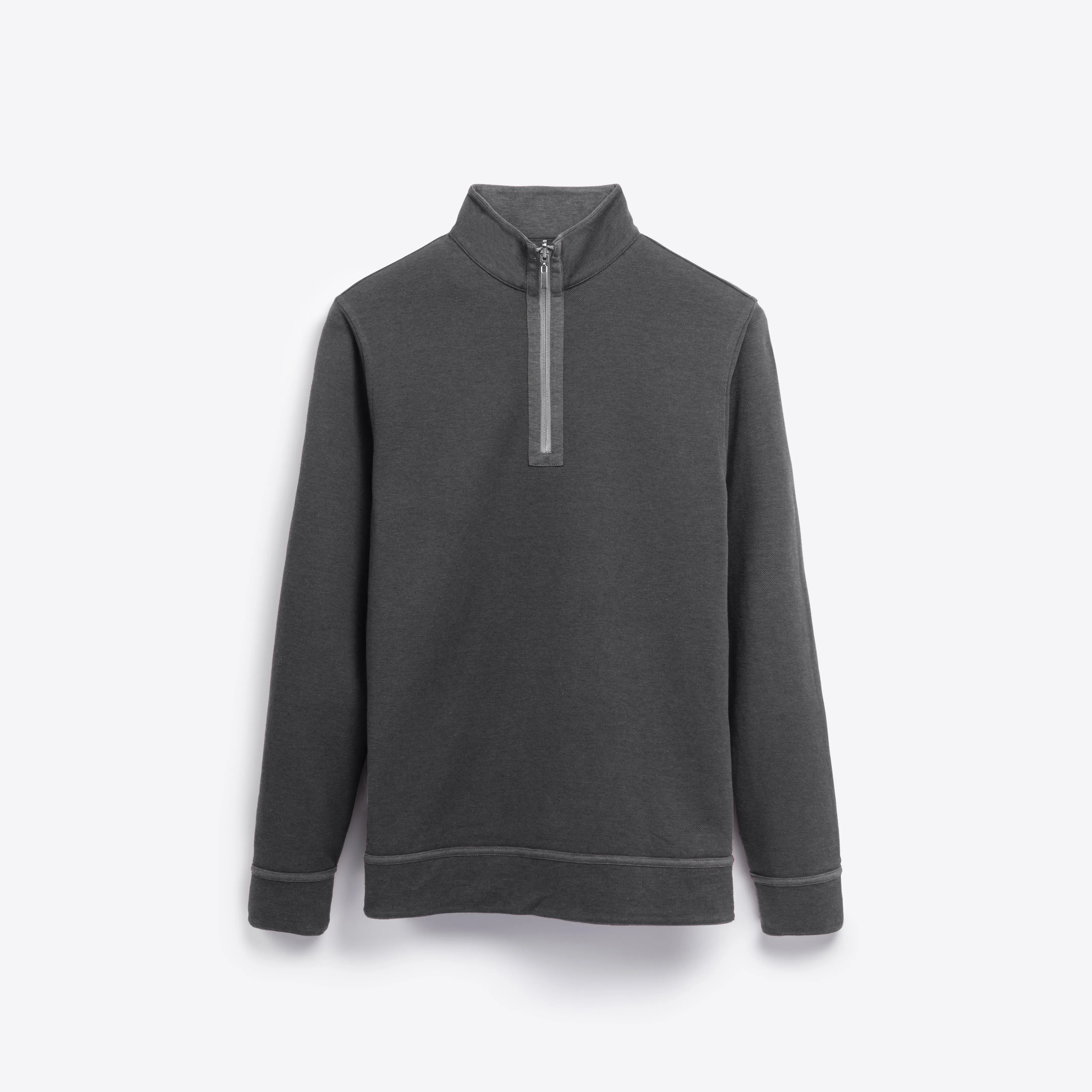 Heather and Bird's Eye Reversible Quarter Zip Mock Neck