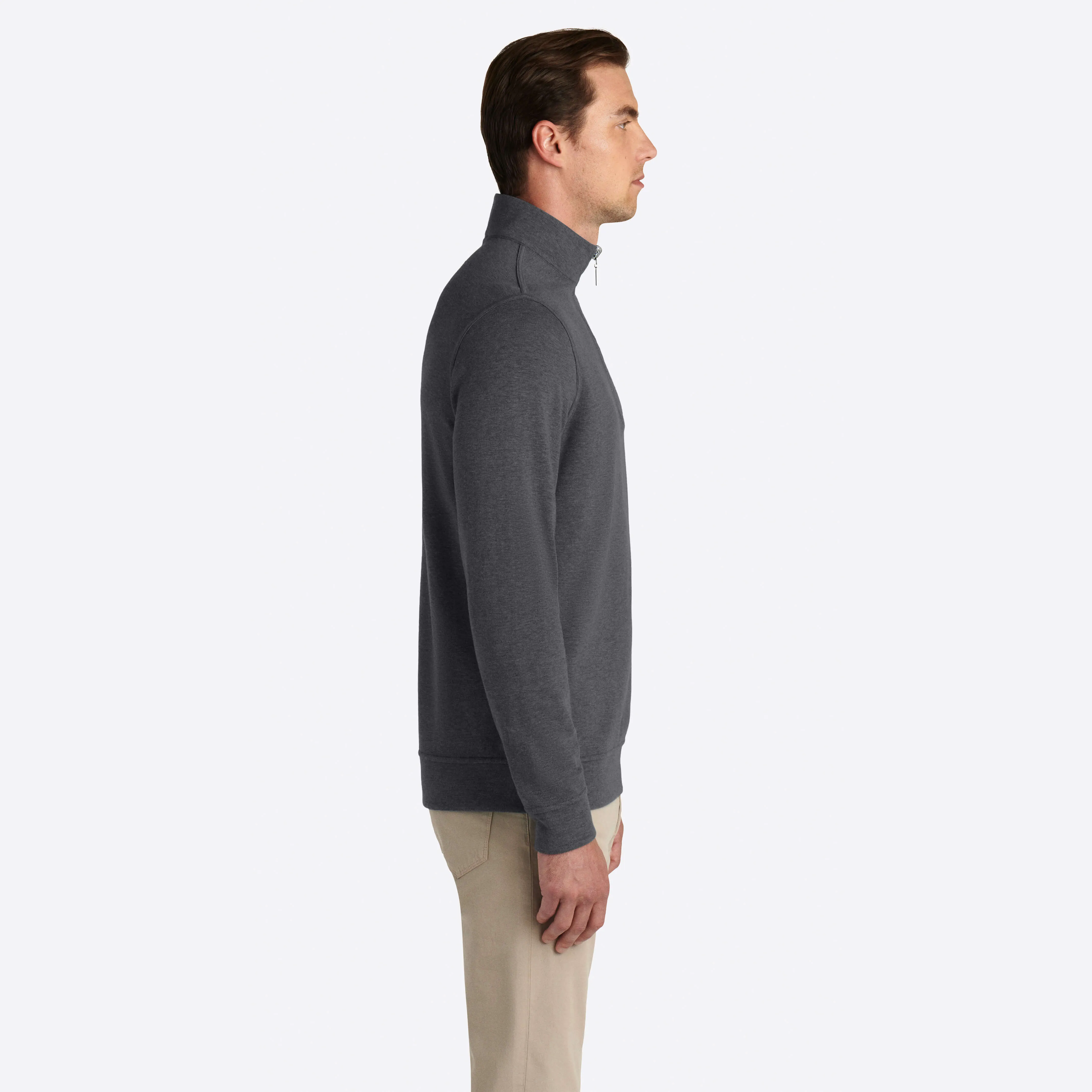 Heather and Bird's Eye Reversible Quarter Zip Mock Neck