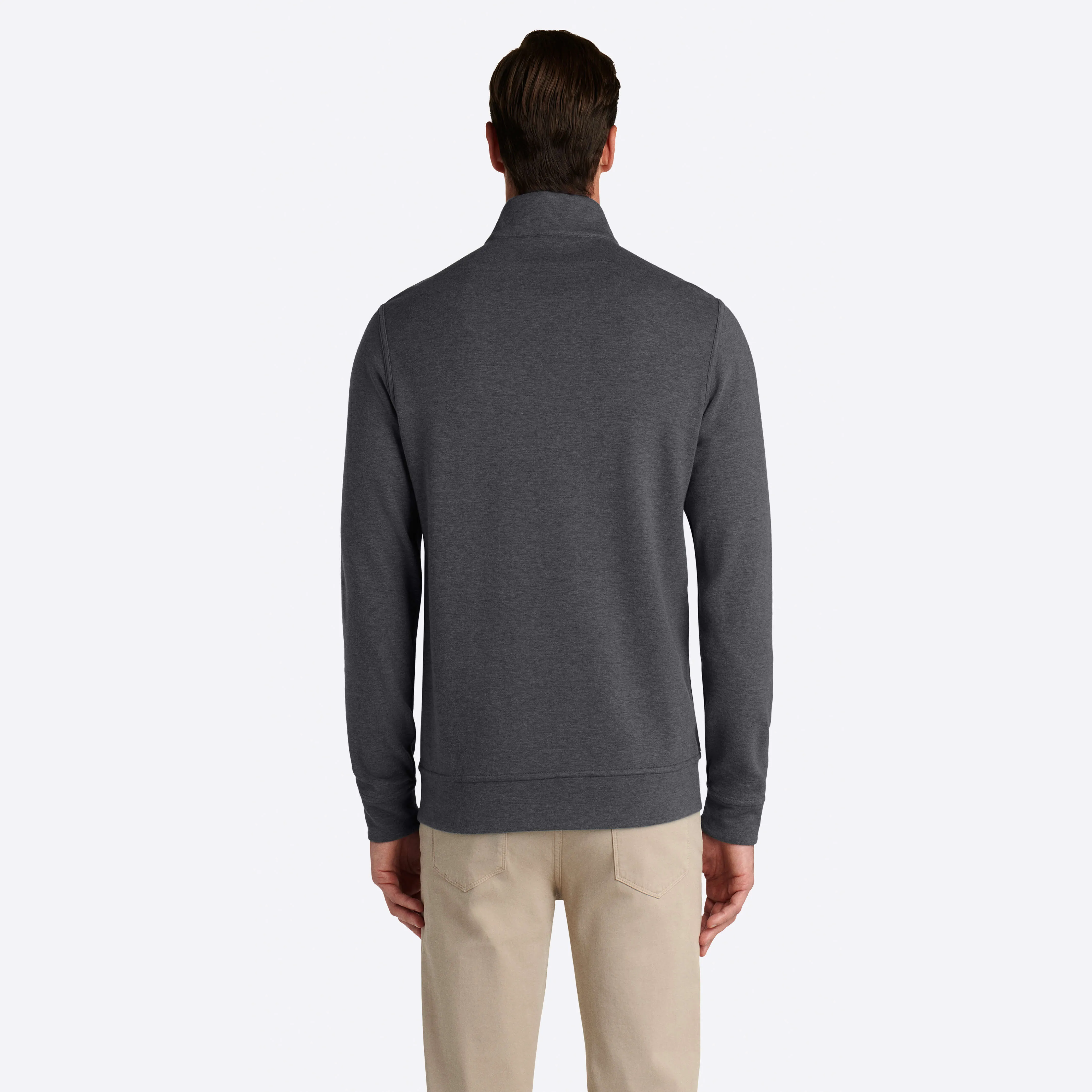 Heather and Bird's Eye Reversible Quarter Zip Mock Neck