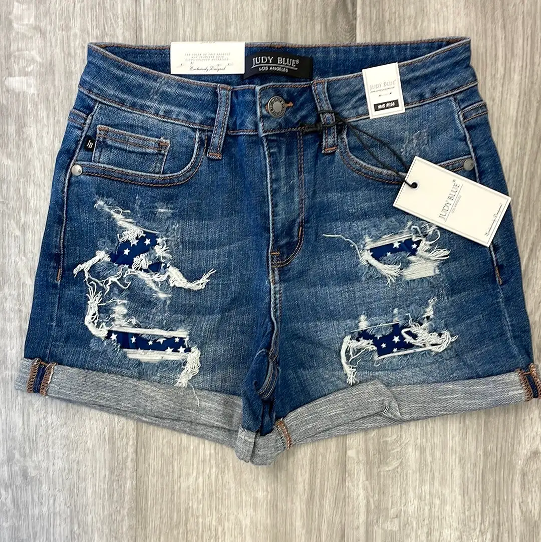 Judy Blue Hi-Rise Star Patch Shorts