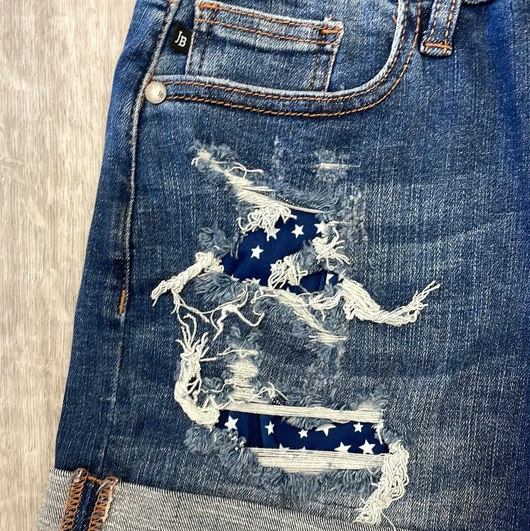 Judy Blue Hi-Rise Star Patch Shorts