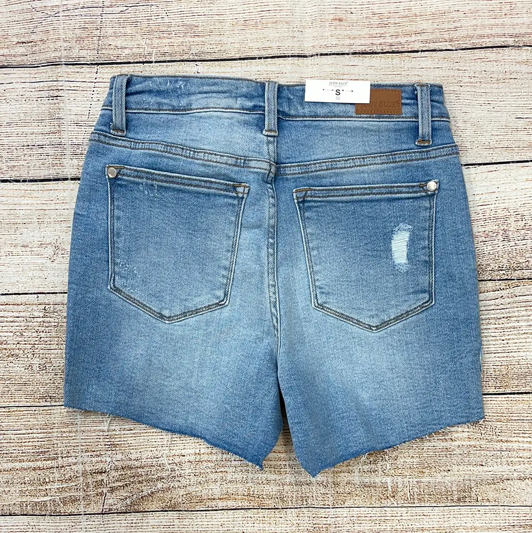 Judy Blue Light Blue Hi-Waist Destroyed Shorts