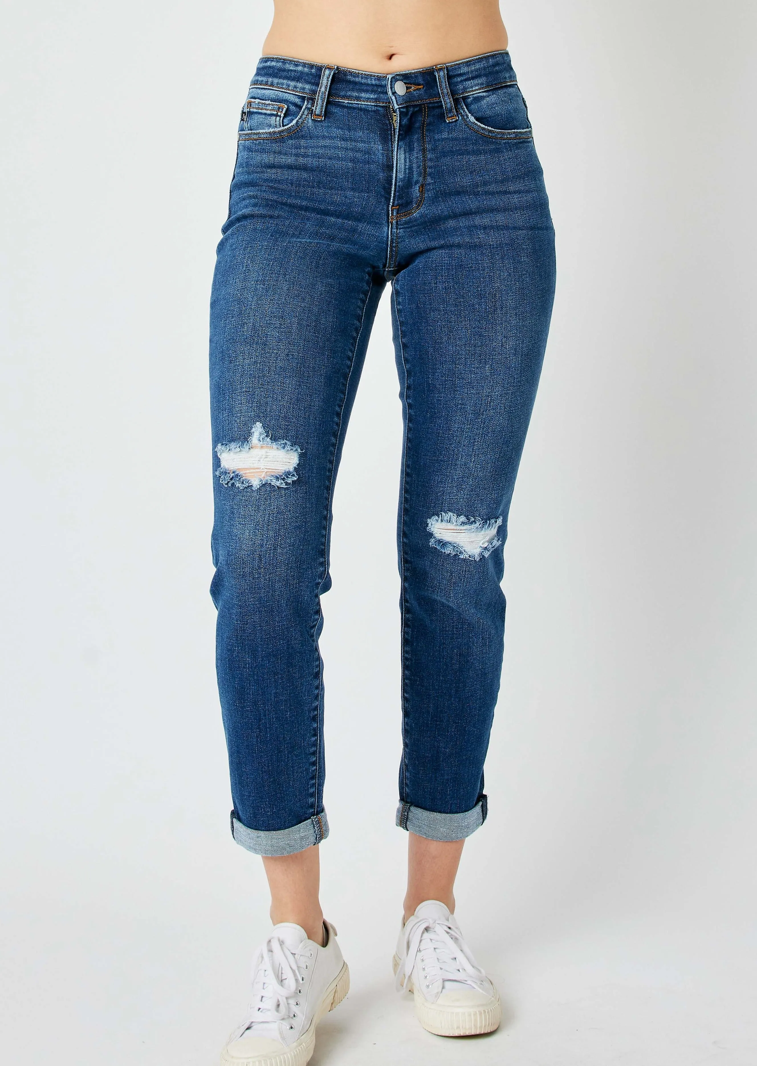 Judy Blue Mid Rise Destructed Slim Fit Jeans