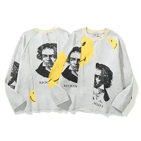 KAPITAL Cutting Sweatshirts Men Women Crew Neck